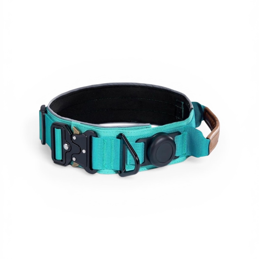 Tactical Dog Collar With Air Tag Holder Heavy Duty Large 2” Thickness Size L